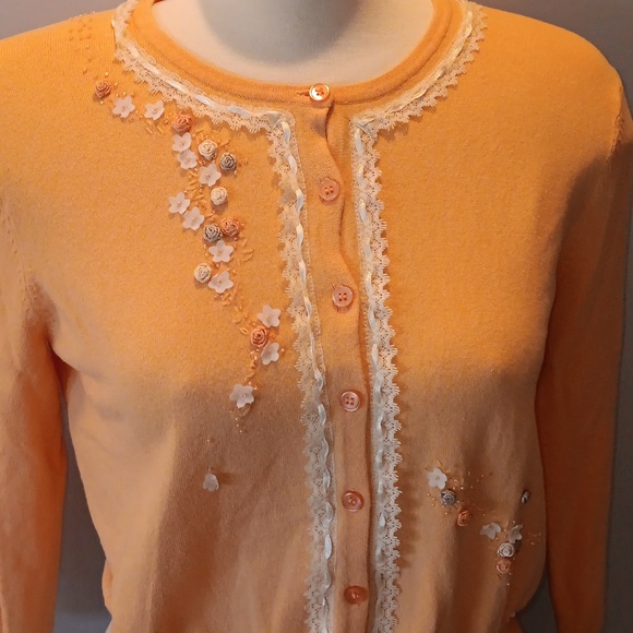Vintage togo peach floral and lace cardigan - Picture 2 of 4